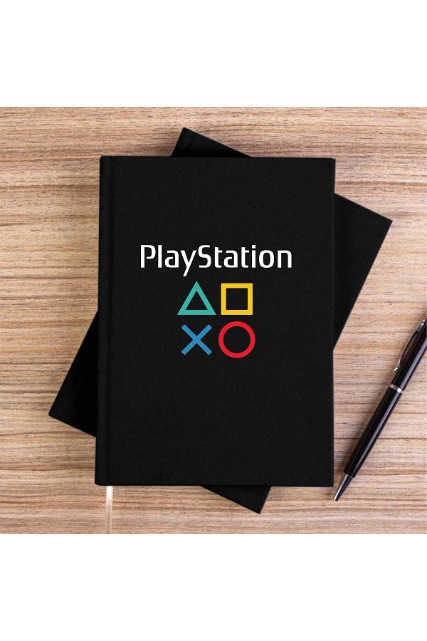 Z zepplin-Playstation Gamepad Text Black Unlined Canvas Notebook 1