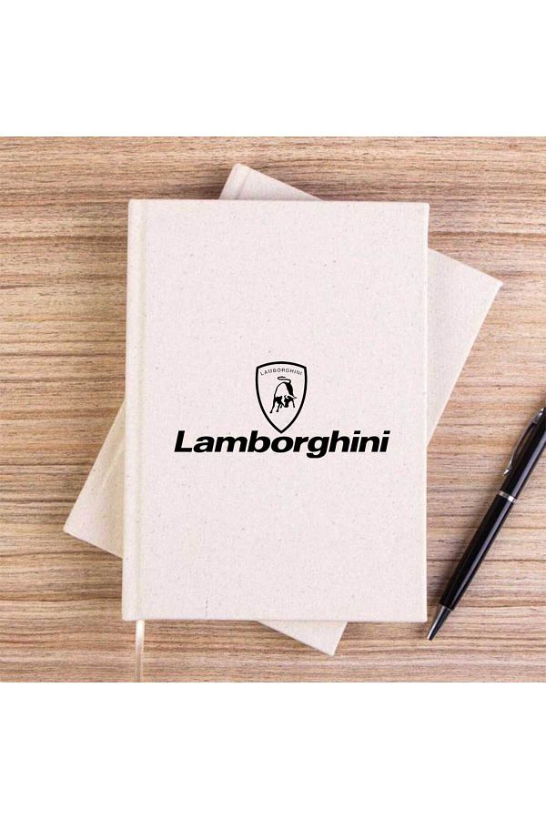 Z zepplin-Lamborghini Logo Text Cream Unlined Canvas Notebook 1