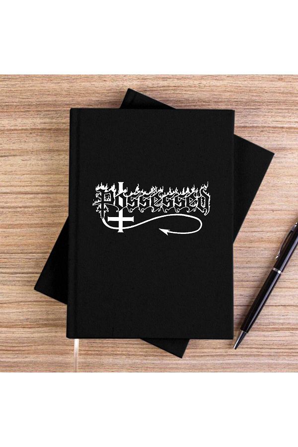 Z zepplin-Possessed Text Logo Black Unlined Canvas Notebook 1