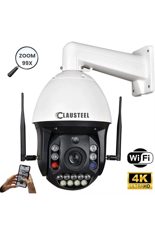 CLAUSTEEL-Professional WiFi Surveillance Camera with 99x Zoom, 8 MP, 4K, 1 KM View, 1