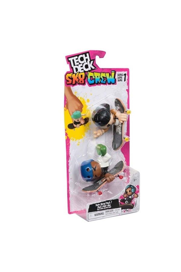 SPIN MASTERR-Tech Deck, SK8 Crew, set of 2 mini skateboards with 2 figures, model 3 1