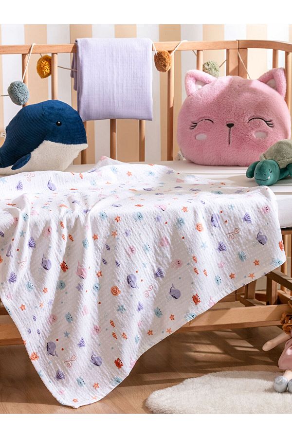 LC Waikiki-Mixed Baby Boy Muslin Coverlet 2-Piece 85X85 cm 1