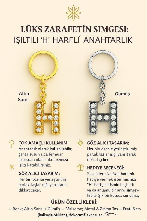 Handley-Sparkling'H' Letter Keychain – a Touch of Luxury and Meaning 1