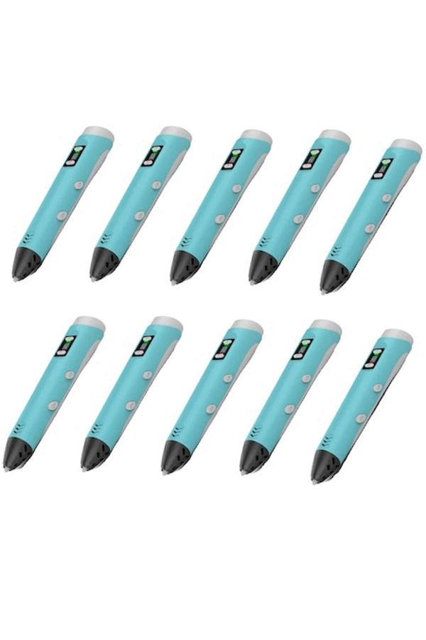 OEM-3D Pen SL-200 with ABS and PLA Support, Adjustable Temperature Control, Blue, Set of 10 1