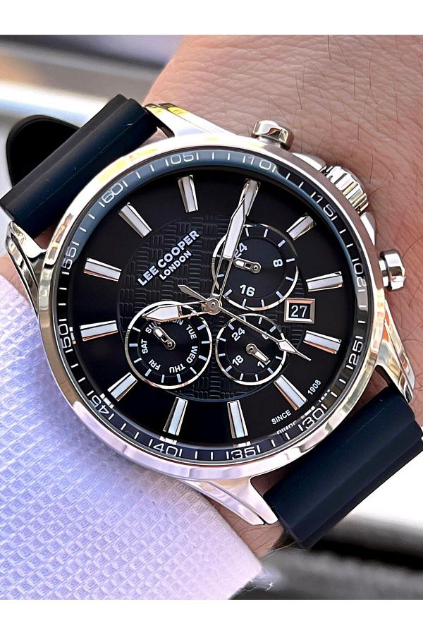 Lee Cooper-Silicone Cord Inner Functions Active 5 Atm Water Resistant Men's Wrist Watch Elc.08170.351 1