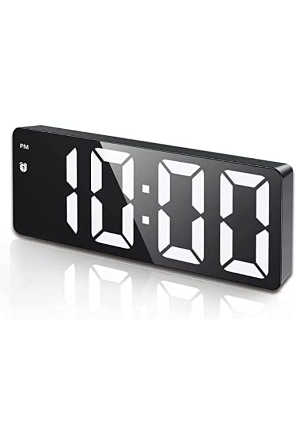 Generic-LinJie Digital Alarm Clock, Mirror Surface LED Electronic Clocks, Bedside Desk Table Clock, Suitable 1
