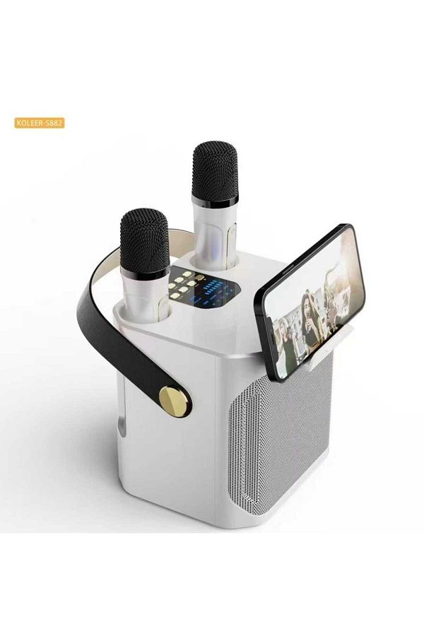 KOLEER-High Power Karaoke Speaker with Bluetooth and 360° Surround Wireless Subwoofer with Dual Microphones 1
