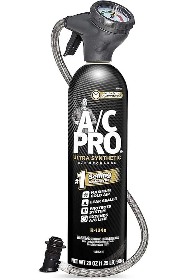A/C Pro-InterDynamics AC Pro Car Air Conditioner Synthetic R134A Refrigerant, AC Recharge Kit with Hose and 1