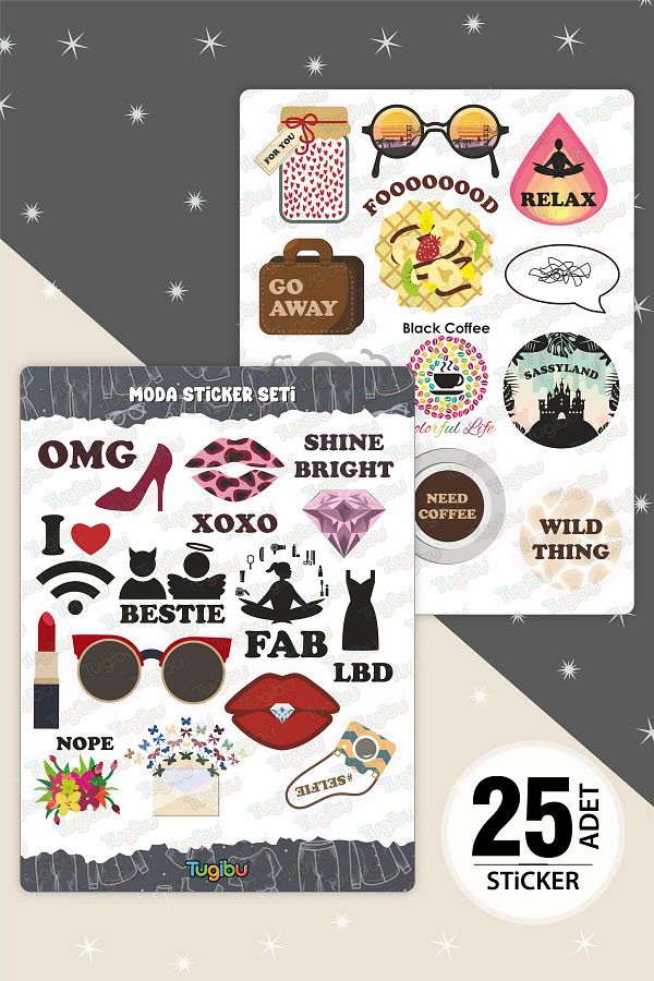 TUGİBU-Fashion Sticker Set, Girl Power Sticker Set, 25 Pieces Girl Power Stickers 1