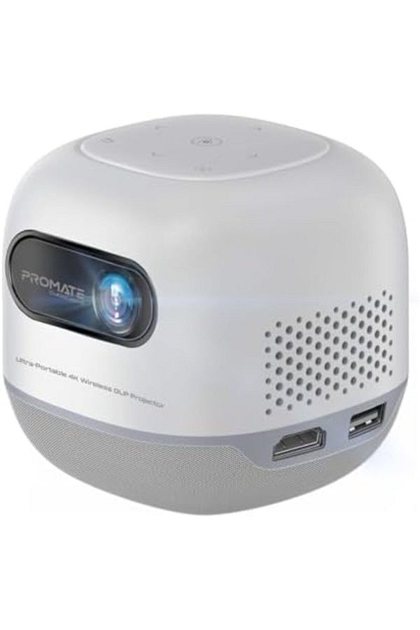Promate-Portable Projector with HD Resolution, 4K Support, Wireless Screen Sharing, Built-In Speaker 1
