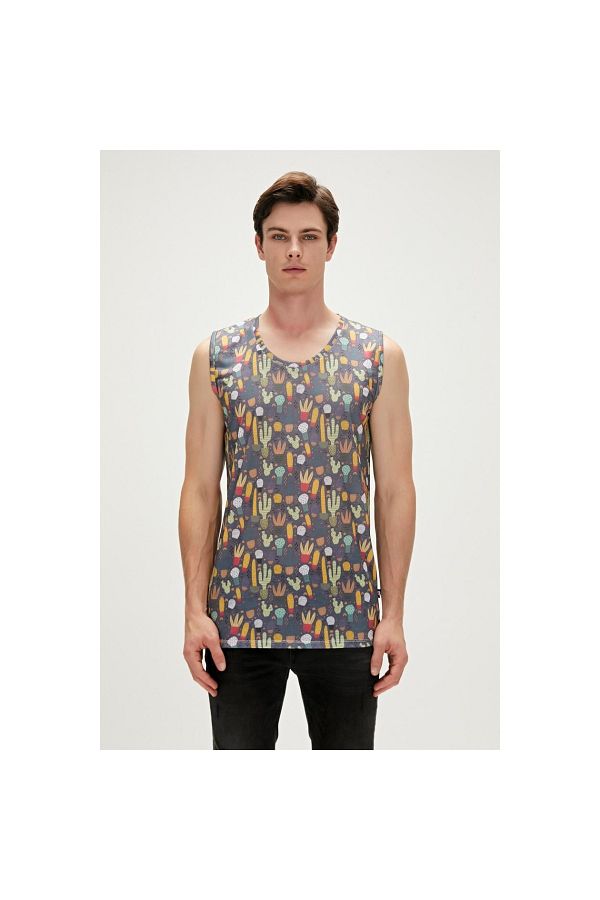 Bad Bear-Areole Tank-top Anthracite Cinnamon Patterned Men's Undershirt 1