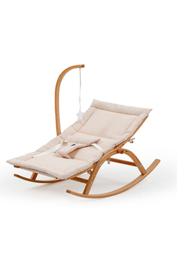 EGEBABY Vernikli Ahşap Hug 2 Kademeli Doğal Sallanan Ana Kucağı Bej