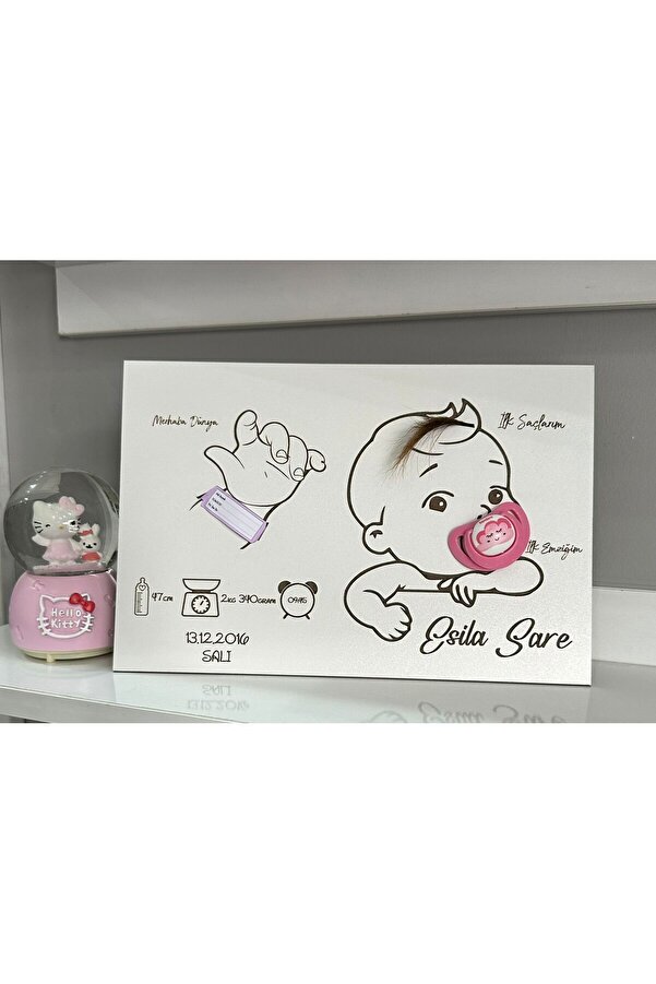 Ste Desing Kişiye Özel Bebeğimin İlk Saçı, Hastane Bilekliği, Doğum Bilgi Anı Panosu, Yeni Doğan Çerçeve