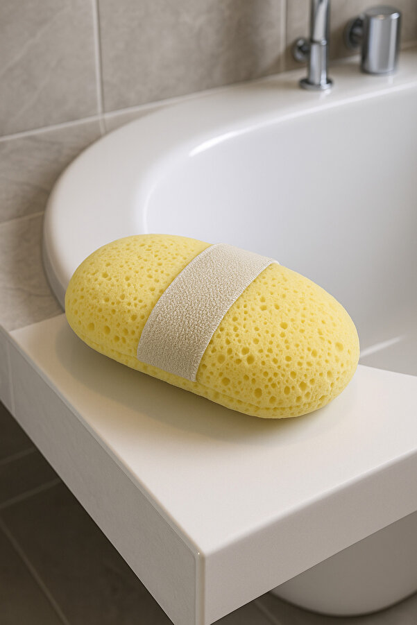 RUKİYE YAVUZ Pamuk Pazen Bebek Banyo Süngeri – Sabun Cepli, Kaymaz Saplı, Yumuşak Banyo Lifi, Yenidoğan Uyumlu