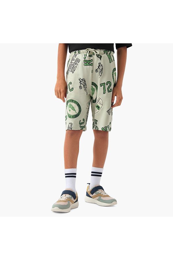 Juniors-Basketball Print Shorts with Drawstring Closure and Pockets 1