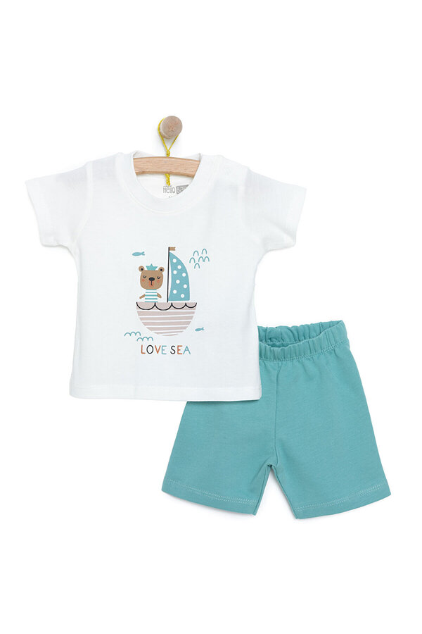 ebebek Hello Baby HelloBaby Baskılı Empirme 2 ip Yenidoğan Erkek Tshirt-Şort Erkek Bebek