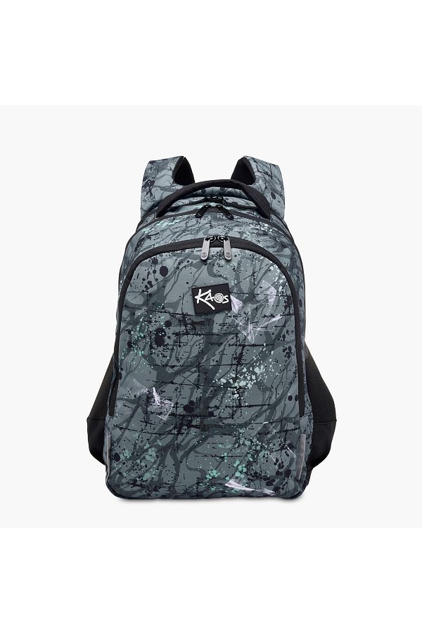 Kaos-Abstract Print 3-Compartment 18-inch Backpack with Zip Closure - 48x33x21 cms 1