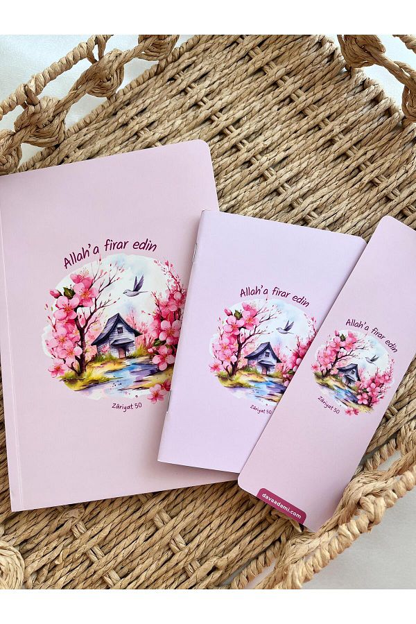 EMKSHOP-Islamic Design Striped Notebook Notepad Bookmark Set Set (Verses Hadiths Are Placed on Each Page) 1