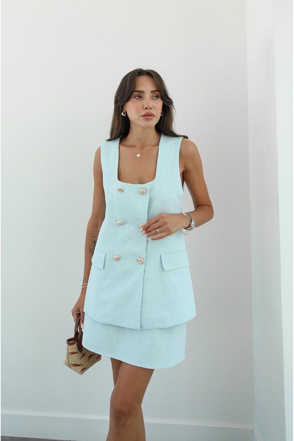 Havoş-Set de fuste vestă Reba albastru deschis 1