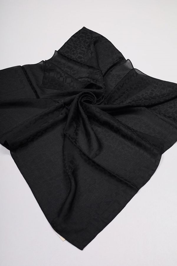 Hint İpek-Self Patterned Sparkle Scarf - Pattern-09 - Black 1
