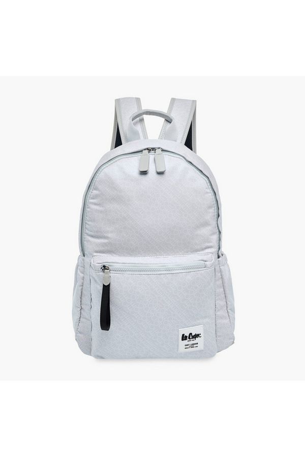 Lee Cooper-Monogram Print Backpack with Adjustable Straps and Zip Closure - 14x33x42 cm 1