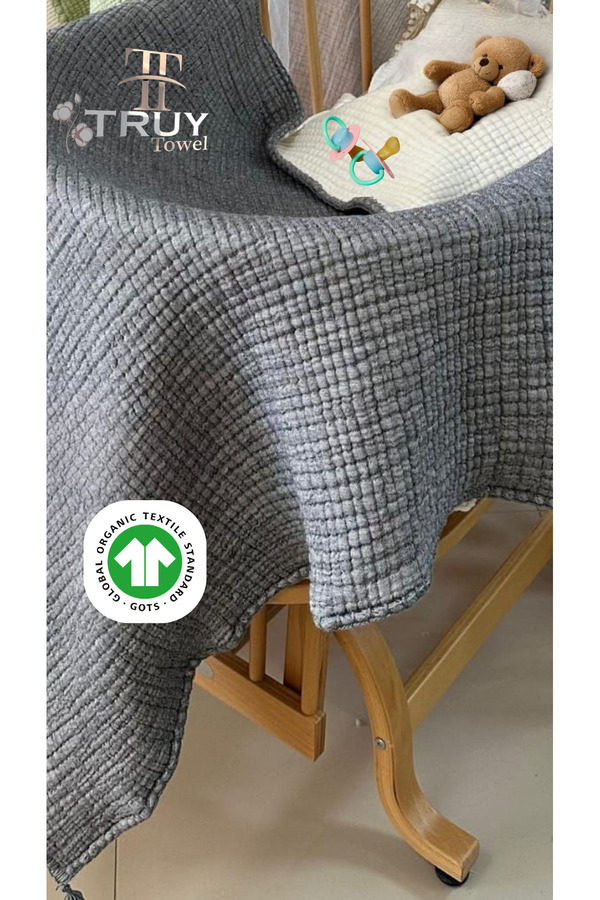 TruyTowel %100 PAMUK MÜSLİN BEBEK YORGAN ANTRASİT