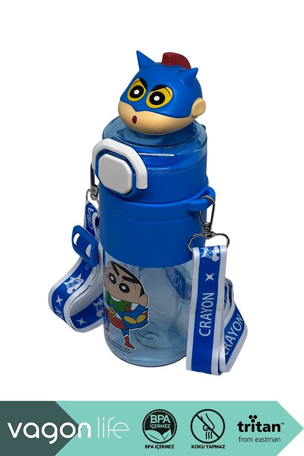 Vagonlife-650ml Crayon Shinchan Figured Cover Tritan Water Bottle with Straw/Without Straw Use with Hand Strap 1