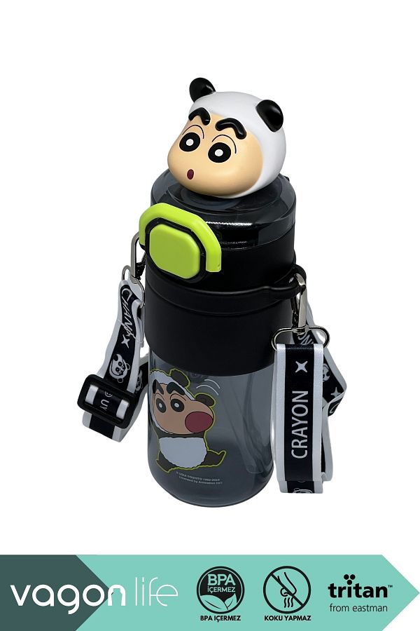 Vagonlife-650ml Crayon Shinchan Figured Cover Tritan Water Bottle with Straw/Without Straw Use with Hand Strap 1
