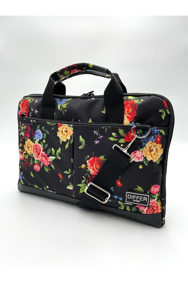 Differ Studio-13.3'' & 14'' Inch Floral Pattern Black Laptop/Macbook/Notebook/Computer/Briefcase 1