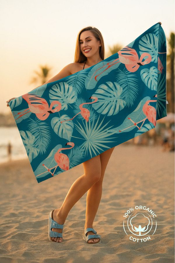 XJIM-Soft Textured Digital Printed 100% Cotton Unisex Beach Towel 75X150 Quick Dry Sea Towel 1