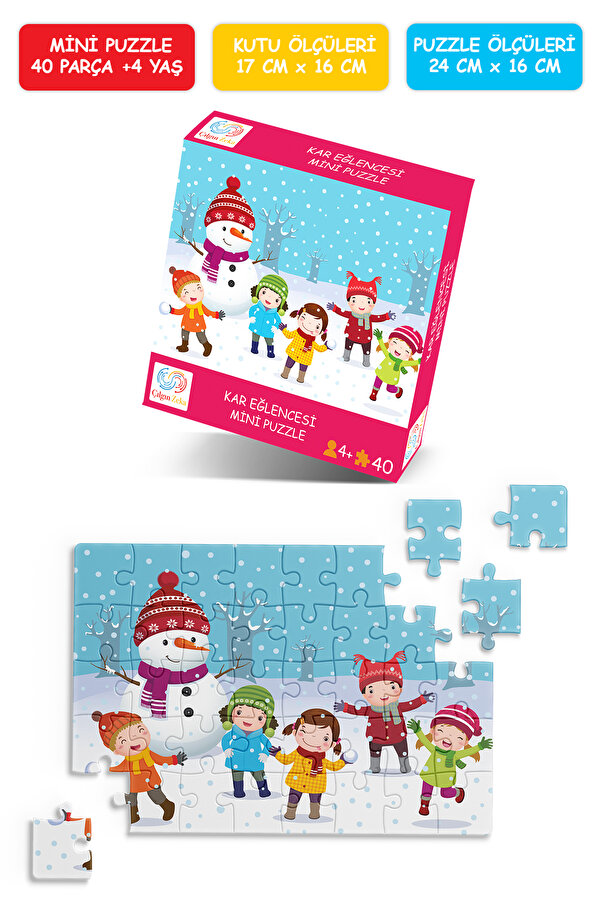 Çılgın Zeka Kar Eğlencesi Mini Puzzle 40 Parça 3-7 Yaş Çocuk Puzzle Yapboz