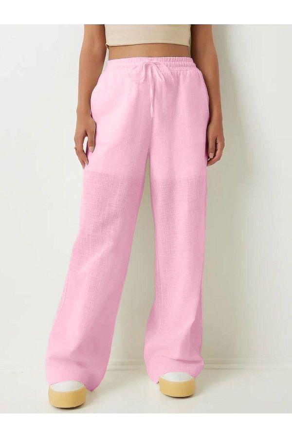 TB Butik-Pantaloni căptușiți din in - talie elastică - picioare largi 1