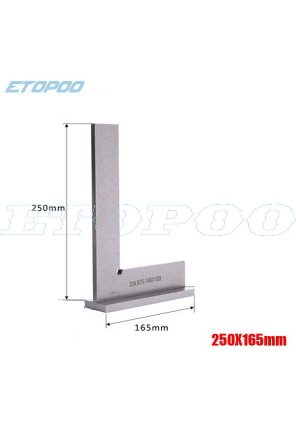 ETOPOO-مسطرة مربعة دقيقة DIN875/2 مقاس 250 × 165 مم، مسطرة زاوية من الفولاذ الكربوني، مربع هندسي 90 درجة 1