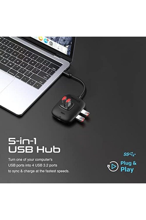 Promate-USB-C™ to USB Hub, Premium Multiport USB-C™ Hub with Removable USB-A Adapter 1