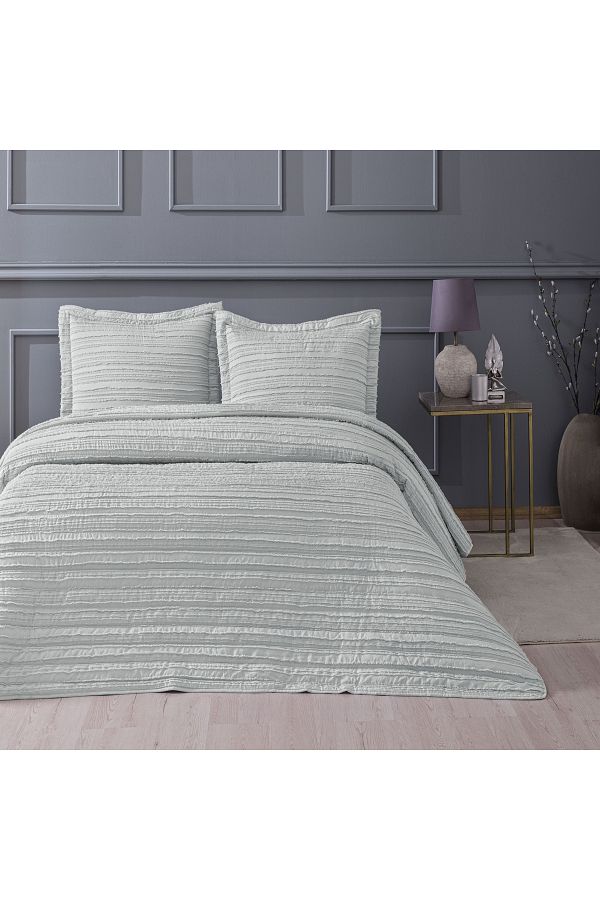 Linens-Gray Double Bedspread Set 1