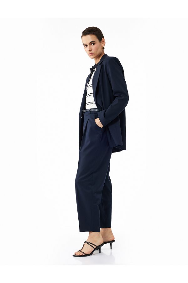Koton-High Waist Oversize Cigarette Pants with Belt and Pockets 1