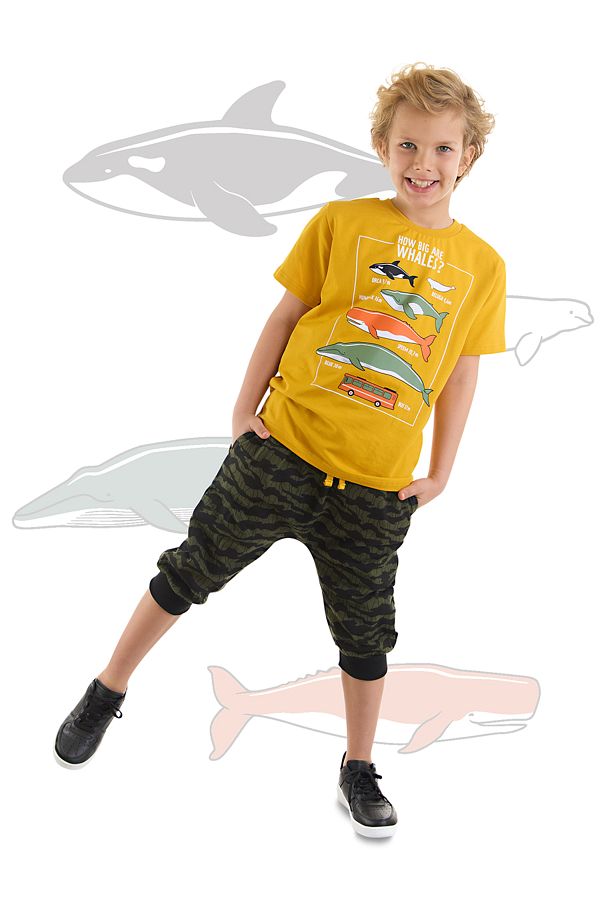 MSHB&G-Sommer-Set aus T-Shirt und Caprihose „Big Whales“ für Jungen 1