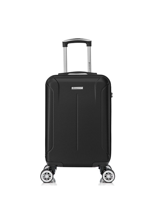 Quasar & Co.-Airplane cabin trolley, Quasar & Co.®, Smart model, telescopic handle, code, 55x37x20cm, ABS, black 1