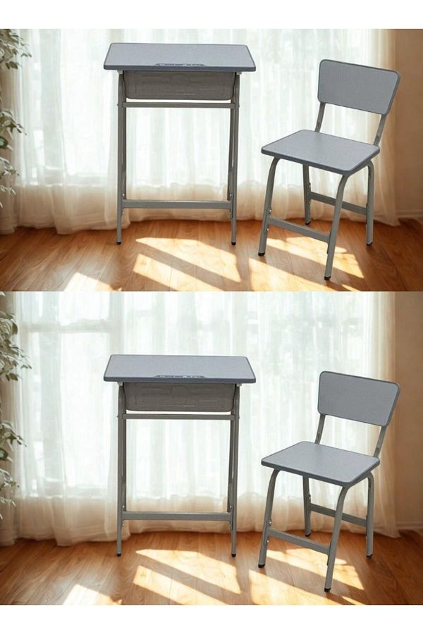 smart home-Kids Study Desk Set 2 Tables + 2 Chairs | Study Table and Chair Set with Fiber Surface and Iron Legs 1