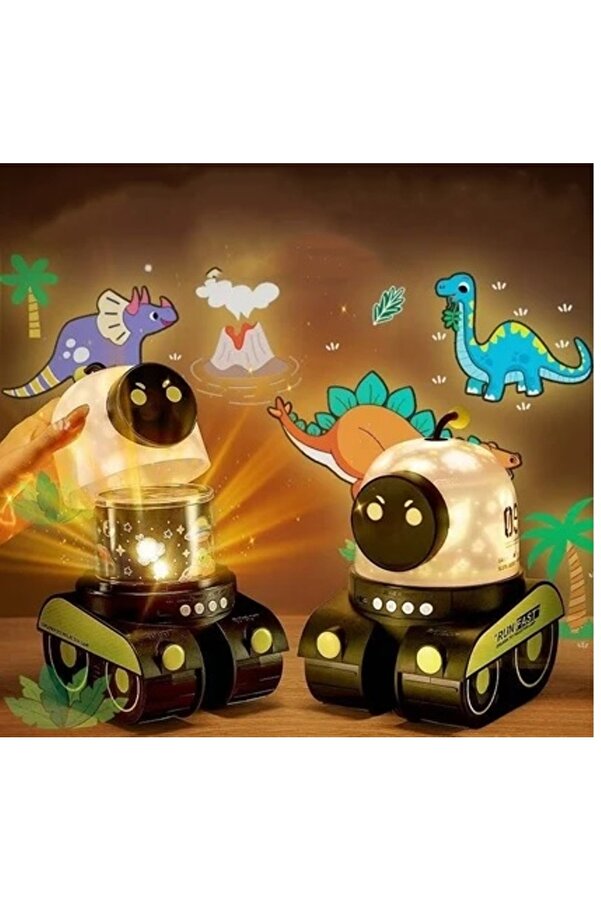 Serreha Sevimli Tank Robot Projektör Gece Lambası, 12 Film Projeksiyon ve Bluetooth Hoparlör