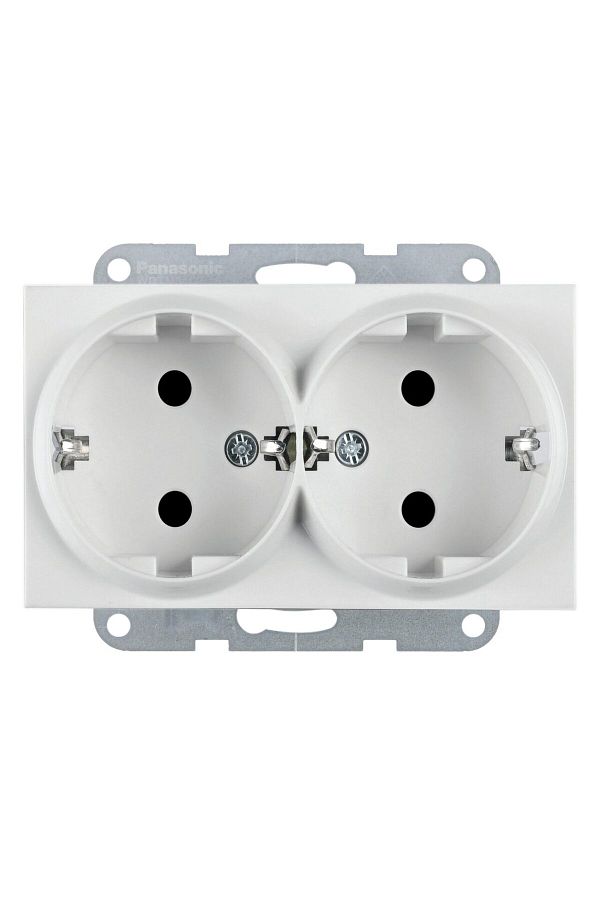 PANASONIC-Double Schuko Socket Mechanism Karre Plus 55 Soft Touch Seashell 1