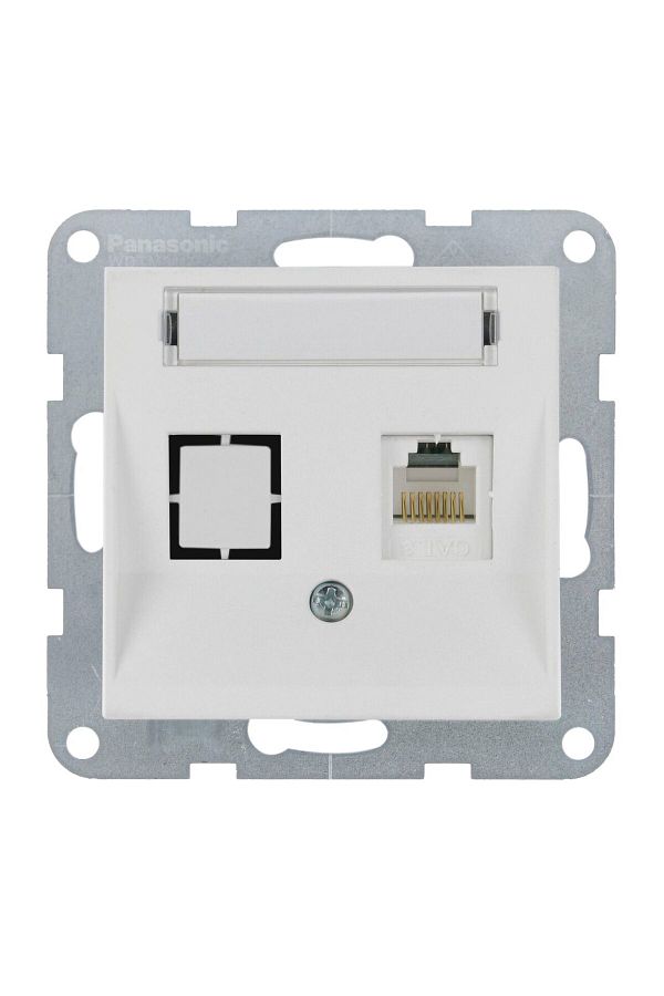 PANASONIC-CAT6 Telephone Socket Mechanism with Label Karre Plus 55 Soft Touch Seashell 1