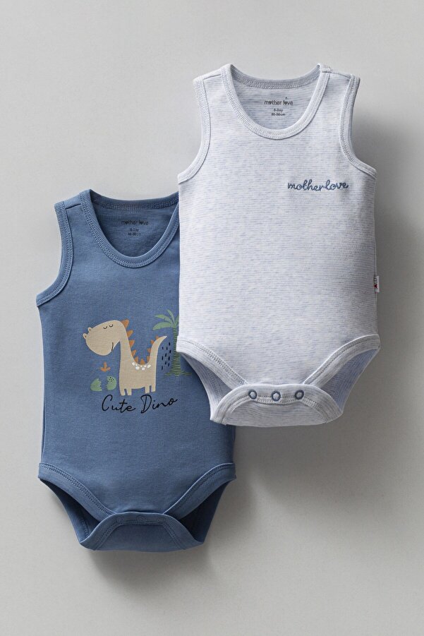 Mother Love Desenli Ve Düz Organik 2'li Kolsuz Body