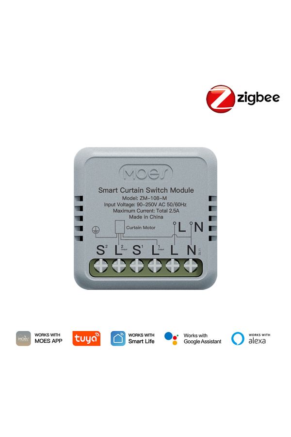 MOES-ZigBee 1 PC Tuya WiFi/ZigBee Smart Curtain Switch Mini Module For Rocker Reset Switch, App Remo 1