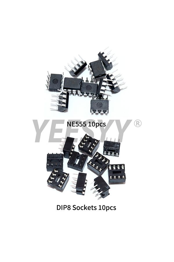 Choice-20Pcs (10 Each) NE555 IC 555 NE555P Timer Programming Oscillator Chip & 8 Pin DIP Sockets 1