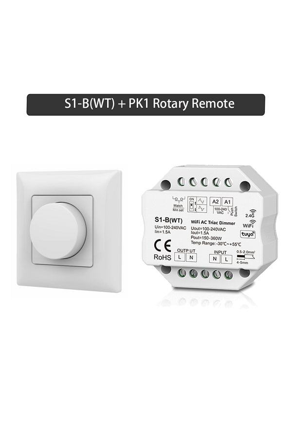 Choice-S1-B(WT) PK1 Tuya Smart Life WiFi AC Triac Dimmer Controller Push Switch 2.4G Wireless Rotary Knob 1