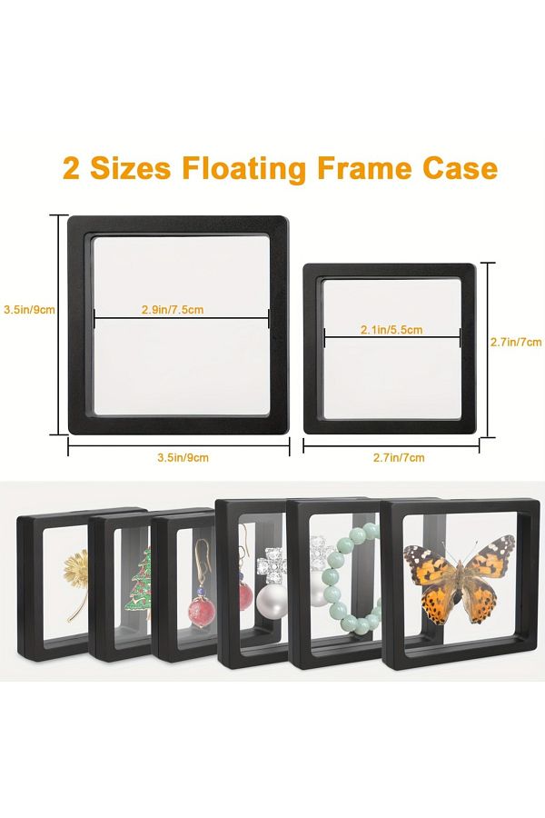 Choice-10 Pack (9X9cm) black 10 pack 3D Floating Frame Display Stand, Transparent PE Floating Display Case 1