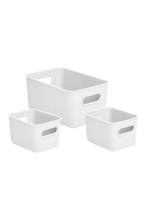 Tatay-3-Piece Impact Resistance Vertical Wavy Design Rectangular Multipurpose Storage Basket Set 1