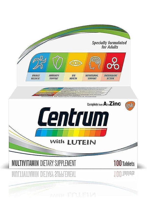 Centrum-مع اللوتين، مكملات فيتامين أ والزنك للبالغين مع فيتامين ب، ج، د، والمعادن، والعناصر الغذائية 1