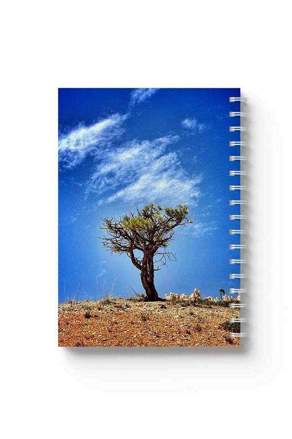 LOWHA-Spiral Notebook with Front and Back Hard Covers Featuring Tree Design 1